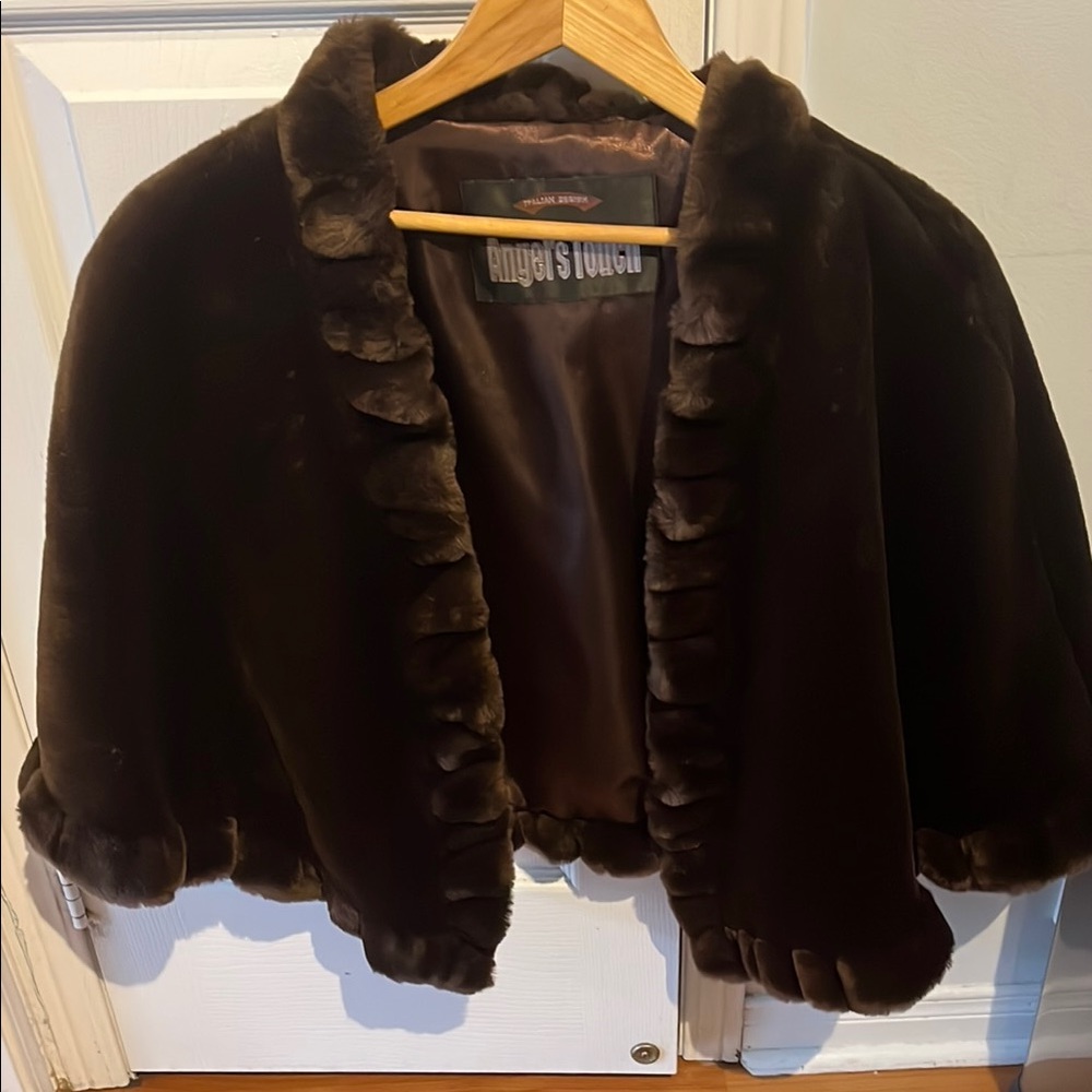 Angel's Touch Dark Brown Faux Fur Cape!